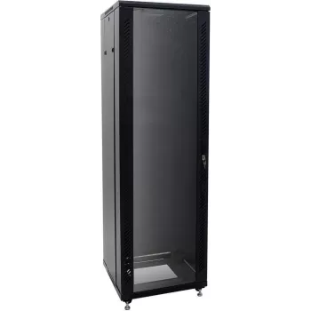 ROADINGER SSC-32 32U Stahl-Rack-Schrank mit Glastür, 60x60x161 cm, 150 kg Traglast