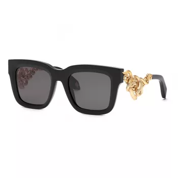 Roberto Cavalli SRC041M520700 Unisex Sonnenbrille - Schwarzer Rahmen, grau verlaufende Gläser, 52 mm