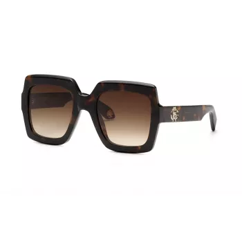 Roberto Cavalli Damen SRC108-5204BL Cat-Eye-Sonnenbrille, Blau Havana Rahmen, Gradient Blau Gläser, 52mm