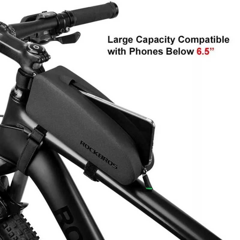 ROCKBROS 1.6L Fahrrad-Oberrohrtasche wasserdicht Hartschale EVA Carbonfaser-Optik Schwarz