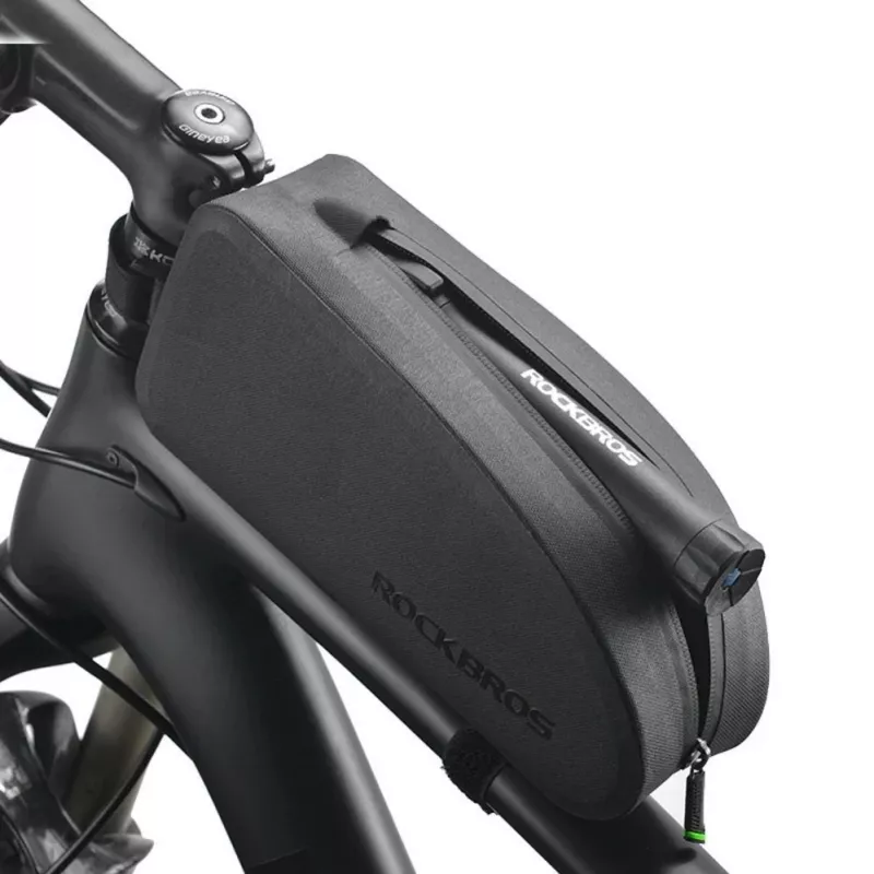 ROCKBROS 1.6L Fahrrad-Oberrohrtasche wasserdicht Hartschale EVA Carbonfaser-Optik Schwarz