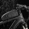 ROCKBROS 1.6L Fahrrad-Oberrohrtasche wasserdicht Hartschale EVA Carbonfaser-Optik Schwarz