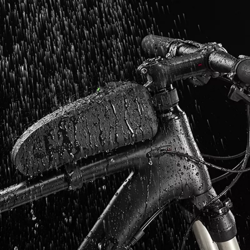 ROCKBROS 1.6L Fahrrad-Oberrohrtasche wasserdicht Hartschale EVA Carbonfaser-Optik Schwarz