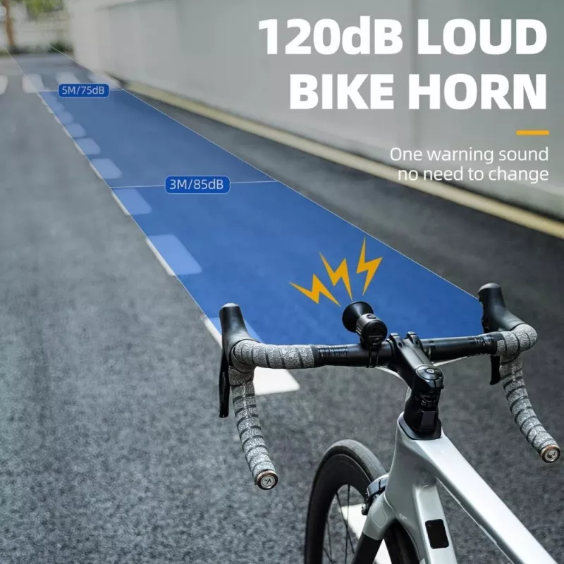 ROCKBROS elektronische Fahrradklingel - Schwarz, 110-120 dB, 4 Töne, wiederaufladbar, IPX4