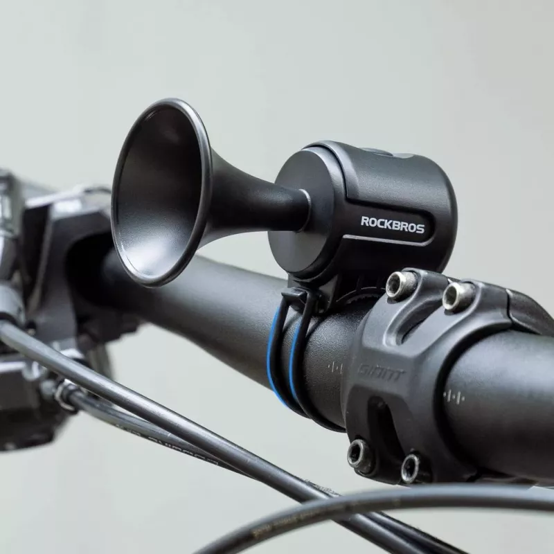 ROCKBROS elektronische Fahrradklingel - Schwarz, 110-120 dB, 4 Töne, wiederaufladbar, IPX4