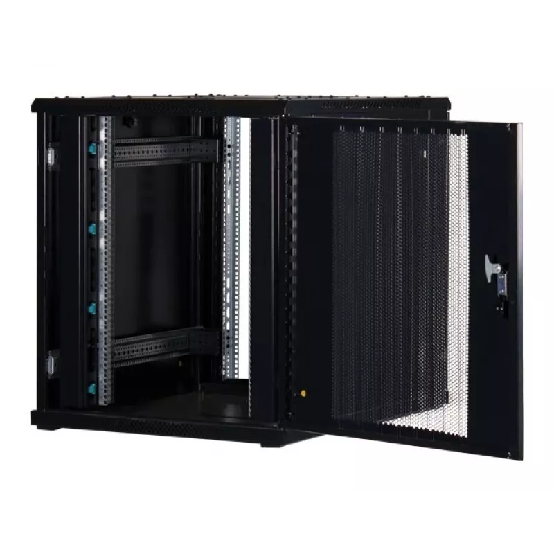 Rockstable 18U 19-Zoll Server-Rack-Schrank mit Mesh-Fronttür - freistehend - 800 kg Tragfähigkeit - Schlüsselschloss - Kabelmanagement-Schienen - verstellbare Füße (RS19-8018PP)