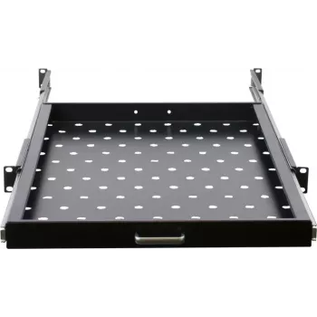 Rockstable 1U 19 Zoll ausziehbare Rackablage - Schiebeablage - SPCC-Stahl - Schwarz - 25 kg Tragfähigkeit (RS19-UH69)
