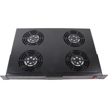 Rockstable 1U 19-Zoll-Rack-Lüftungseinheit - Kühlventilator - Integrierter Axialventilator - 440 m³/h - Stahl - Schwarz - 1 Stück (RS19-FT1U4TM)