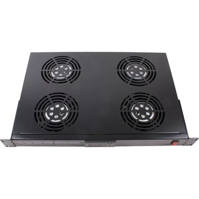 Rockstable 1U 19 Zoll Rack-Lüftereinheit - Kühlgebläse - eingebauter Axiallüfter - 440 m³/h - Stahl - Schwarz - 1 Stück (RS19-FT1U4TM)