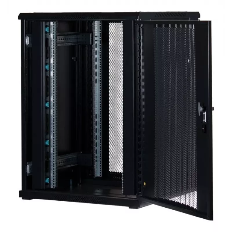 Rockstable 22U 19-Zoll Serverschrank mit Gittertür - Standschrank - 22U - 800 kg Tragfähigkeit - abschließbare Tür - Montageschienen - verstellbare Füße (RS19-8822PP)