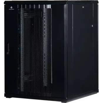 Rockstable 22U 19-Zoll Serverschrank mit Gittertür - Standschrank - 22U - 800 kg Tragfähigkeit - abschließbare Tür - Montageschienen - verstellbare Füße (RS19-8822PP)