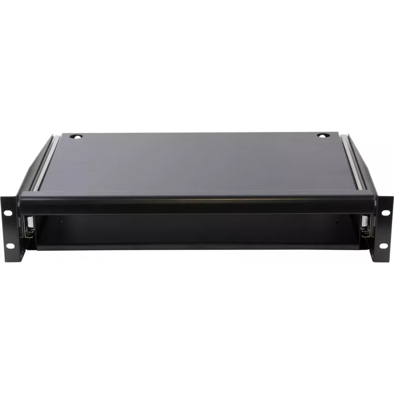Rockstable 2U 19-Zoll Rack-Schubladeneinheit - Schwerlaststahl - Schwarz - SPCC kaltgewalzter Stahl - Schiebeschublade - 6,92 kg (RS19-TH02)