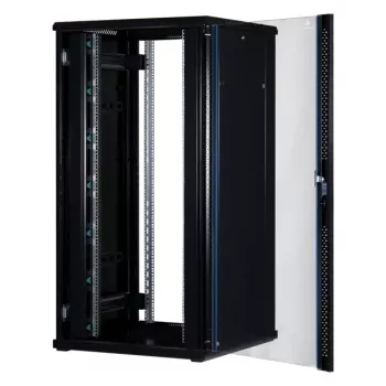 Rockstable 32 HE 19 Zoll Serverschrank mit Glastür - Standschrank - 32U - 800 kg - abschließbares Schloss - Montageschienen - verstellbare Füße (RS19-8832)