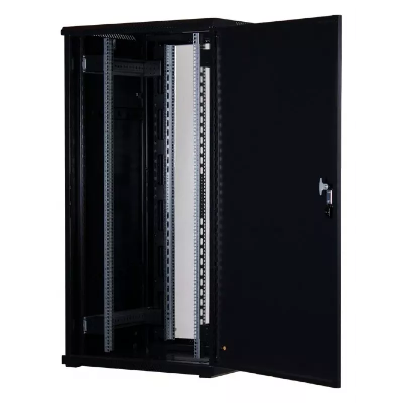 Rockstable 32 HE 19 Zoll Serverschrank mit Glastür - Standschrank - 32U - 800 kg - abschließbares Schloss - Montageschienen - verstellbare Füße (RS19-8832)