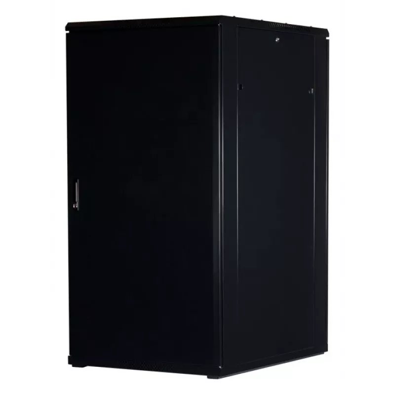 Rockstable 32U 19-Zoll Serverschrank mit Glastür - Standschrank - 32U - 800 kg - abschließbare Tür - Montageschienen - verstellbare Füße (RS19-8032)