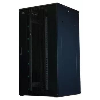 Rockstable 32U 19 Zoll Serverschrank mit Mesh-Türen - Standschrank - 800 kg Tragfähigkeit - abschließbar - Montageschienen - verstellbare Füße (RS19-8832PP)