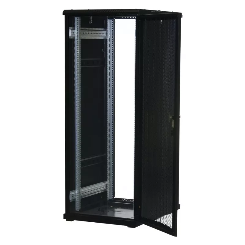 Rockstable 32U 19 inch Server-Rack mit Mesh-Türen - Freistehender Rahmen - 32U - 800 kg - Schloss - Montageschienen - verstellbare Füße (RS19-6832PP)