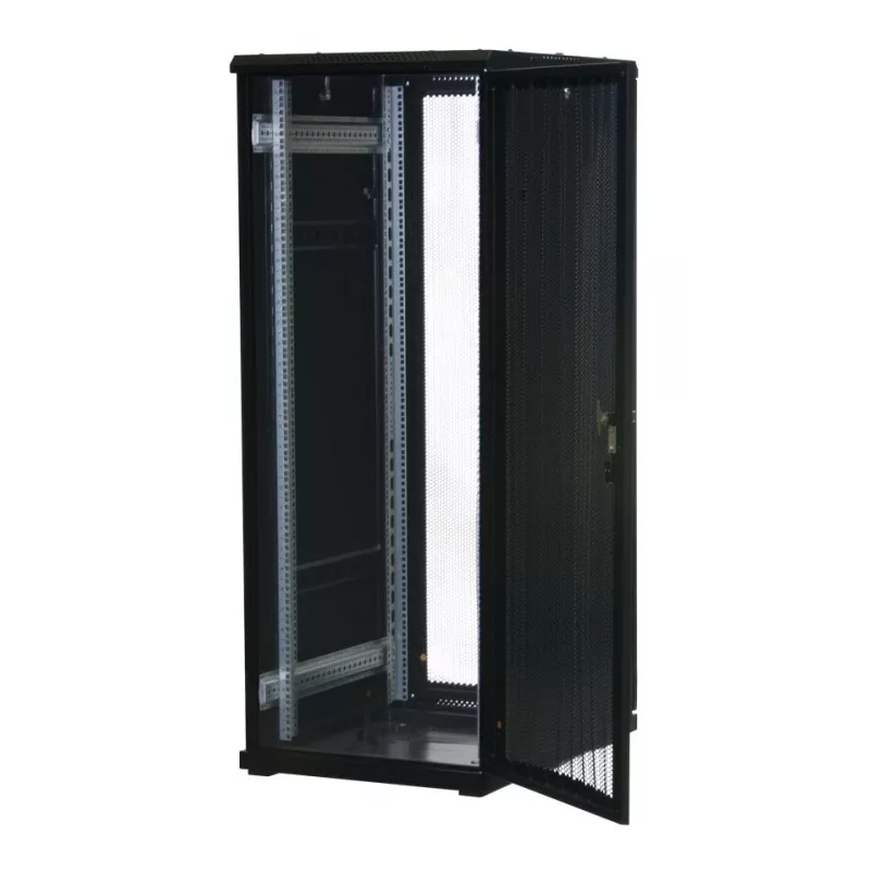 Rockstable 32U 19 inch Server-Rack mit Mesh-Türen - Freistehender Rahmen - 32U - 800 kg - Schloss - Montageschienen - verstellbare Füße (RS19-6832PP)