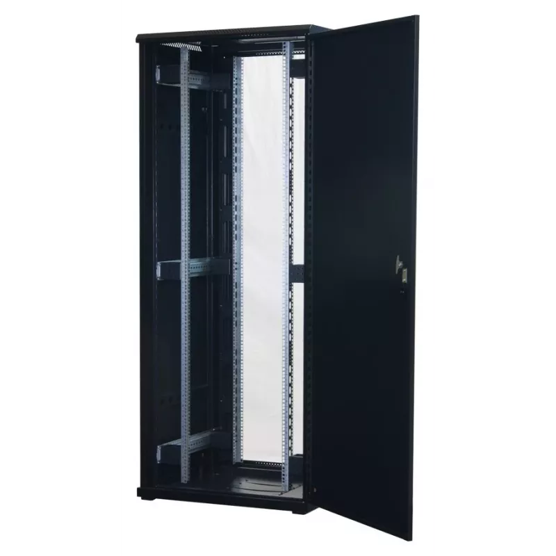 Rockstable 42U 19 Zoll Server-Schrank mit Glastür - Standschrank - 42U - 800 kg - Schlüsselschloss - Montageschienen - verstellbare Füße (RS19-8842)