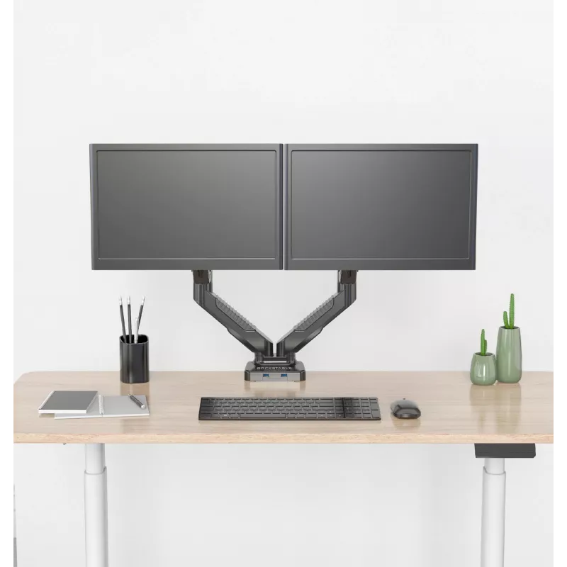 Rockstable RS-MM007 Advanced Dual Monitor Mount - Klemme / Durchführung - 13 kg - 15-27 Zoll - 100x100 mm - Schwarz