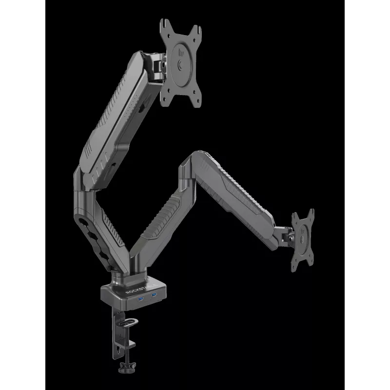 Rockstable RS-MM007 Advanced Dual Monitor Mount - Klemme / Durchführung - 13 kg - 15-27 Zoll - 100x100 mm - Schwarz