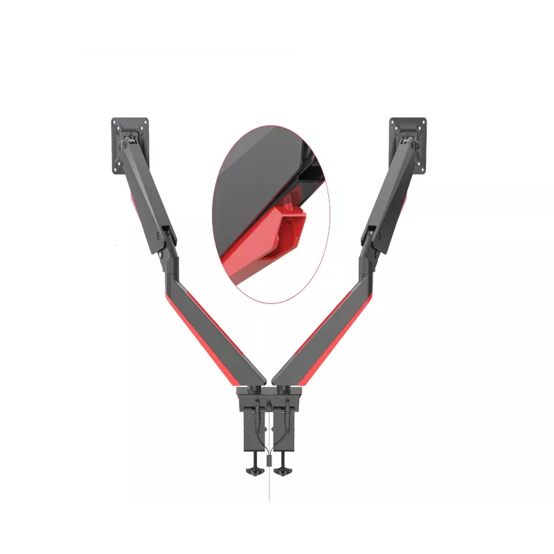 Rockstable RS-MM009 Gaming Monitor Mount für 2 Monitore - Klemme / Durchführung - 16 kg - 15 inch - 32 inch - 100 x 100 mm - Schwarz - Rot