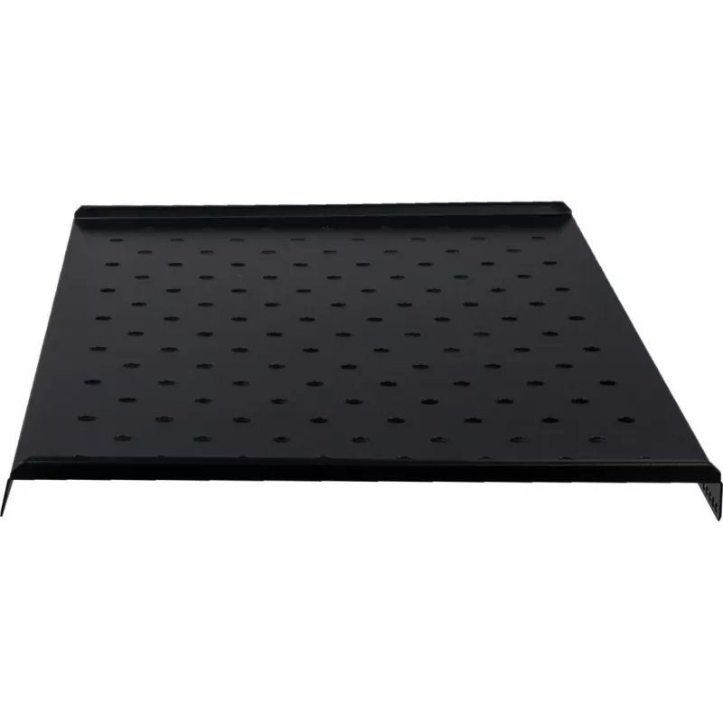 Rockstable RS19-FH612 1U Rack Shelf - Black - Steel - 60 kg Load Capacity - Oval Perforated