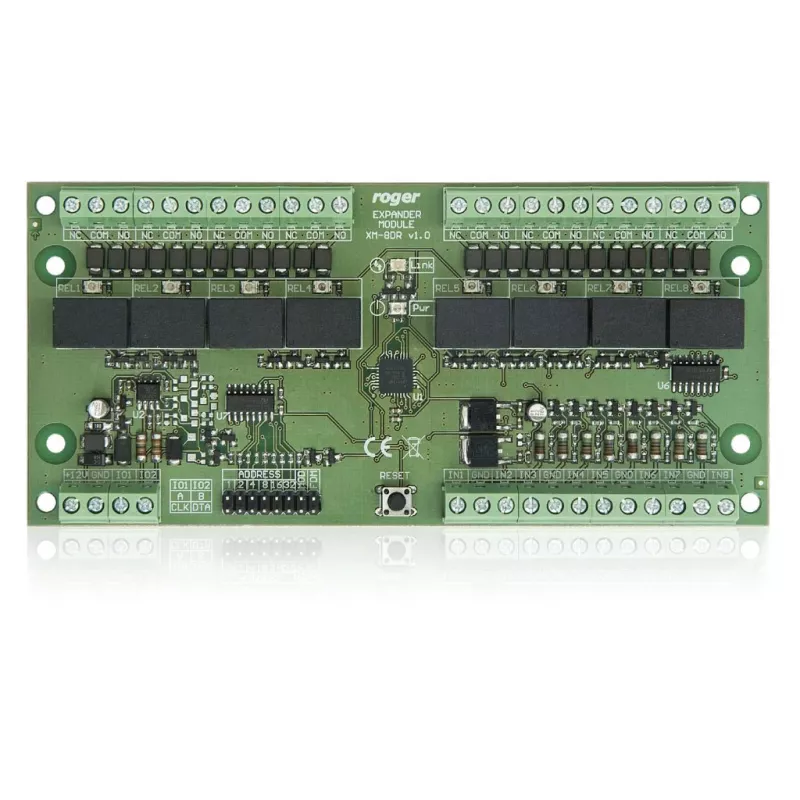 ROGER XM-8DR-BRD I/O-Expander-Modul, 8 Eingänge, 8 Relaisausgänge, RS485