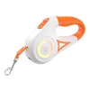 ROJECO RQYS-04 ORG Automatische Hundeleine mit LED-Licht, 5 m Band, Weiß und Orange, für Hunde bis 30 kg