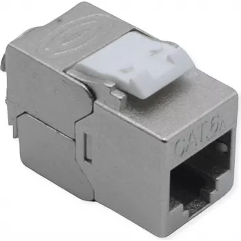 ROLINE Cat.6A STP Keystone Jack, GHMT-zertifiziert, werkzeugfreie 180°-Terminierung, Zink-Druckguss-geschirmtes Modul 21.17.0328