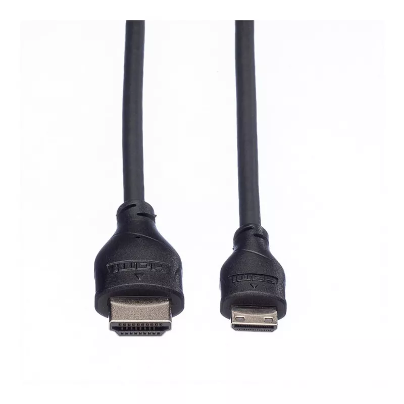 ROLINE HDMI High Speed Kabel mit Ethernet, HDMI Typ A Stecker auf Mini HDMI Typ C Stecker, 1 m, Schwarz