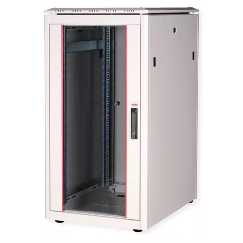 ROLINE Pro Netzwerkschrank 22U 600x800mm mit Glastür, Lichtgrau RAL 7035 26.21.0050
