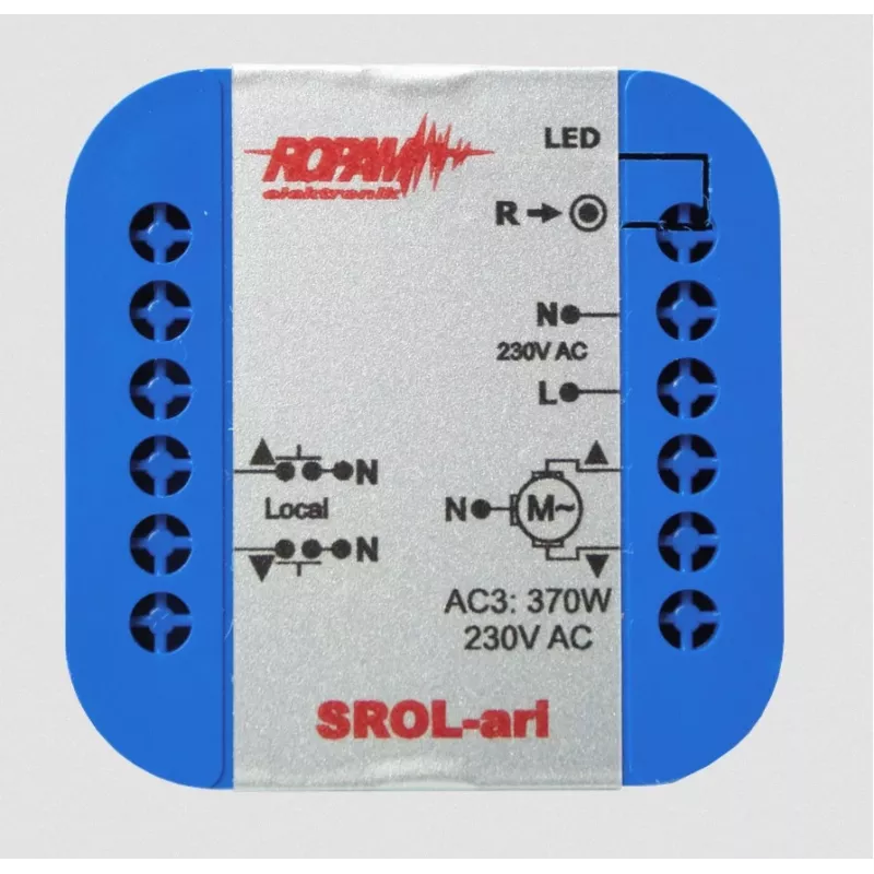 ROPAM SROL-ari Wireless Roller Shutter Controller, 230VAC, Amperometric Sensor, Roller Shutter Status in App and Touch Panel (IP64)