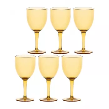 ROSE&TULIPANI FIABA Set aus 6 Acryl-Weingläsern 400 ml, Amber