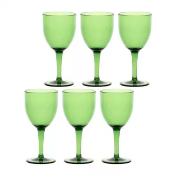 ROSE&TULIPANI FIABA Set aus 6 Acryl-Weingläsern 400 ml, Grün