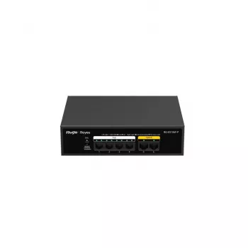 Ruijie RG-ES106F-P 6-Port Fast Ethernet PoE Switch, 4 PoE+ Ports, 54W Budget, Unmanaged, Schwarz