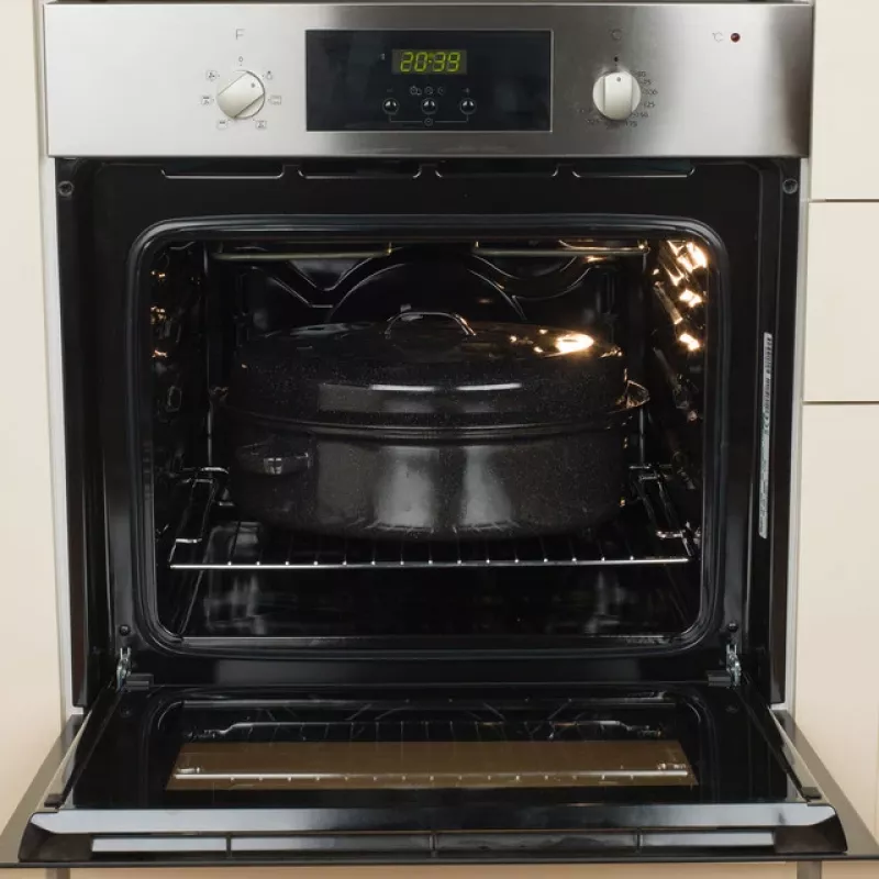 Russell Hobbs BW072151 Emaille-Bratpfanne 38cm mit selbstbastelndem Deckel, Schwarz/Creme