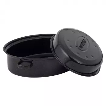 Russell Hobbs BW072151 Emaille-Bratpfanne 38cm mit selbstbastelndem Deckel, Schwarz/Creme
