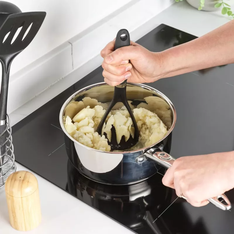 Russell Hobbs RH03026EU7 5-teiliges Küchenhelfer-Set mit Drehständer, Schwarz und Silber