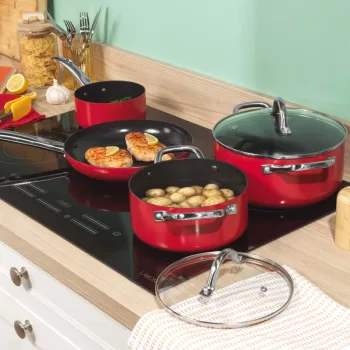 Russell Hobbs RH03821 Riviera 4-teiliger Topfset, Rot