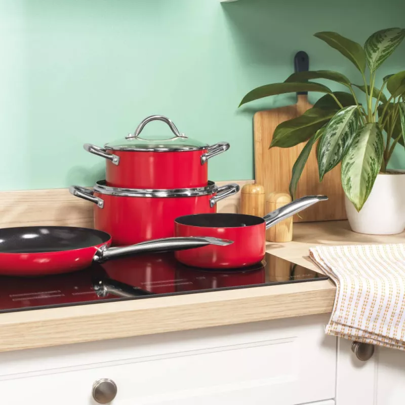 Russell Hobbs RH03821 Riviera 4-teiliger Topfset, Rot