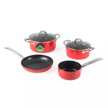Russell Hobbs RH03821 Riviera 4-teiliger Topfset, Rot