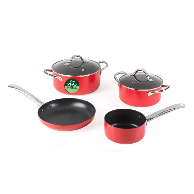 Russell Hobbs RH03821 Riviera 4-teiliger Topfset, Rot