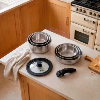 Russell Hobbs RH04041 Edelstahl 8-teiliges Smart Clip Kochgeschirr-Set