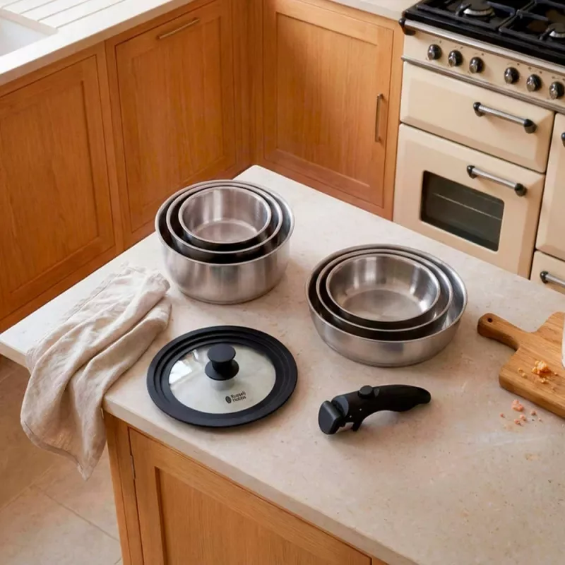 Russell Hobbs RH04041 Edelstahl 8-teiliges Smart Clip Kochgeschirr-Set