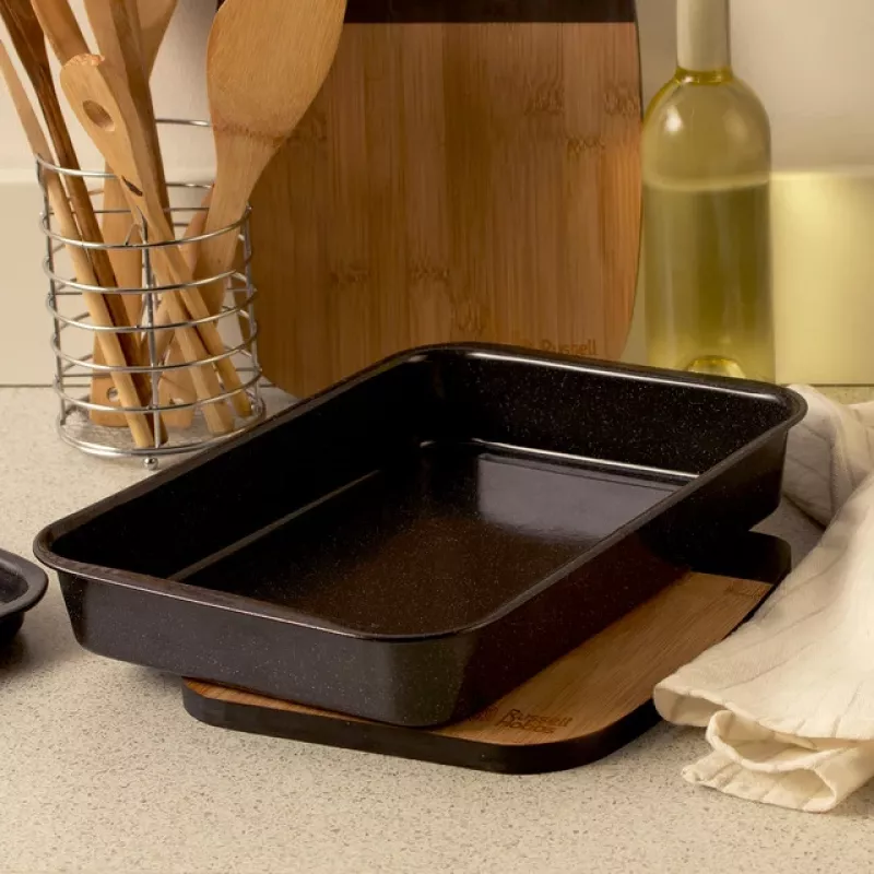 Russell Hobbs Romano 36cm Rechteckbräter - Kohlenstoffstahl, Antihaft, Anthrazitgrau