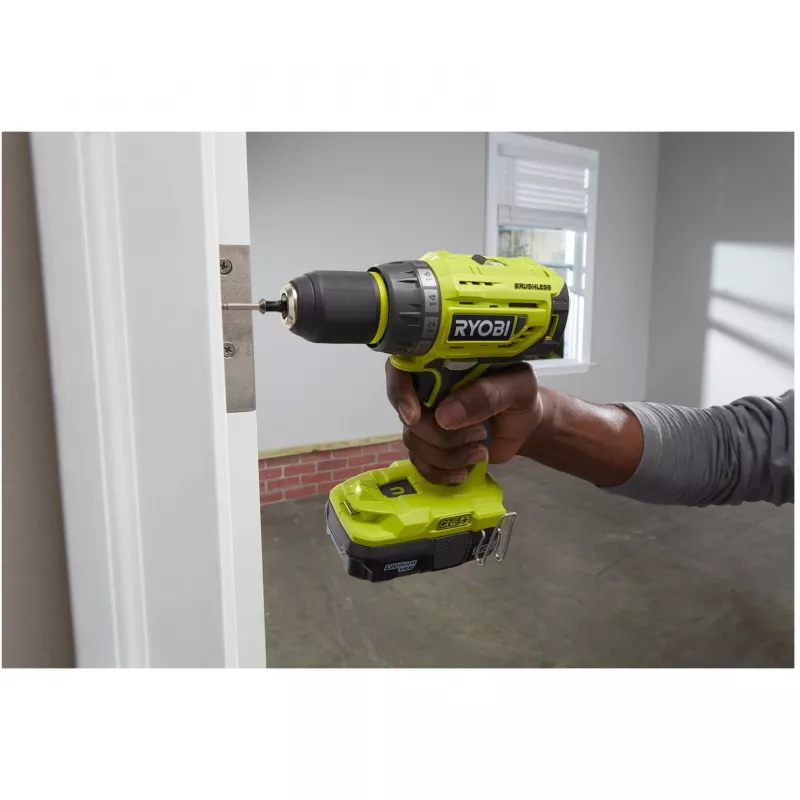 RYOBI ONE+ Akku-Bohrschrauber R18DD7-220S, 18V (Grün/Schwarz, 2x Li-Ion 2,0Ah Akku, Werkzeugtasche)