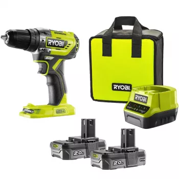 RYOBI ONE+ Akku-Schlagbohrschrauber R18PD5-220S, 18V (Grün/Schwarz, 2x 2,0 Ah Li-Ion Akkus)