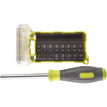 RYOBI Schraubendreher RSD17PCS, mit 17-teiligem Bit-Set (Grün/Grau)