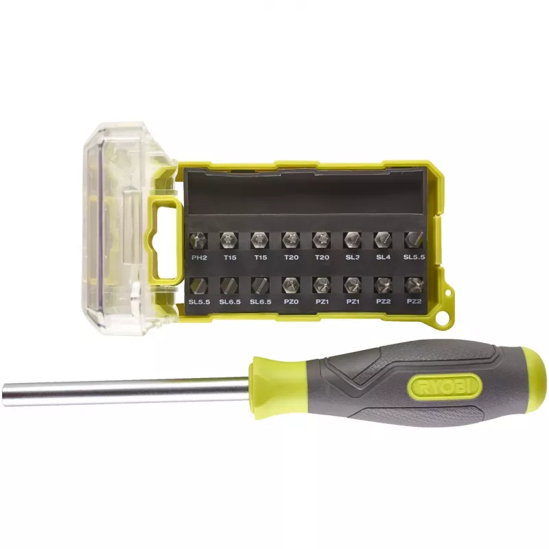 RYOBI Schraubendreher RSD17PCS, mit 17-teiligem Bit-Set (Grün/Grau)